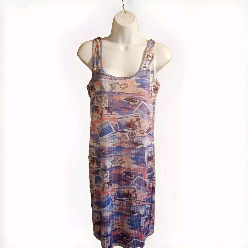 Jolie & Joy Womens Tank Dress MulticolorGraphic Print Round Neck Pullover Size L